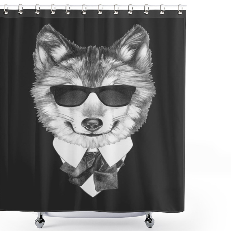 Personality  Portrait Of Wolf In Suit. Shower Curtains