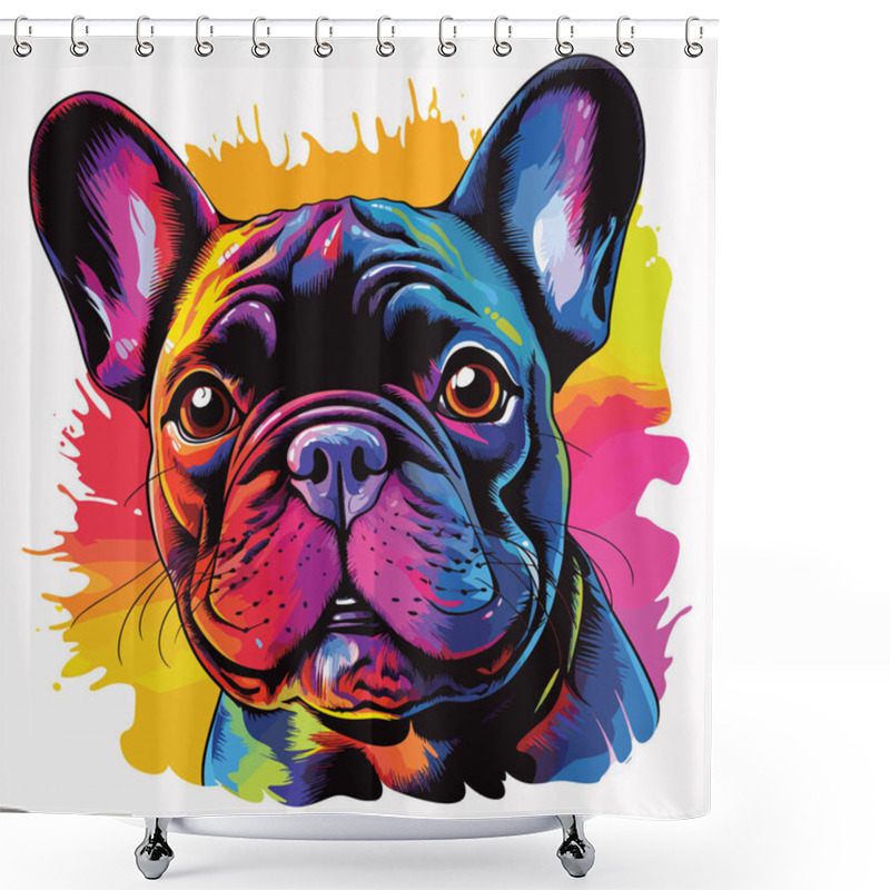 Personality  Happy Dog. Cute And Funny French Bulldog In Vector Pop Art Style. Template For T-shirt, Sticker, Etc. Shower Curtains