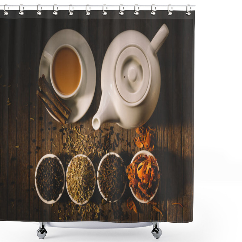 Personality  Teapot And Cup Of Hot Tea Shower Curtains