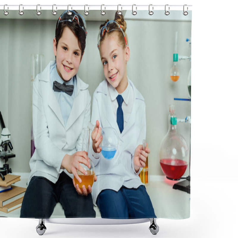 Personality  Little Scientists In Lab  Shower Curtains