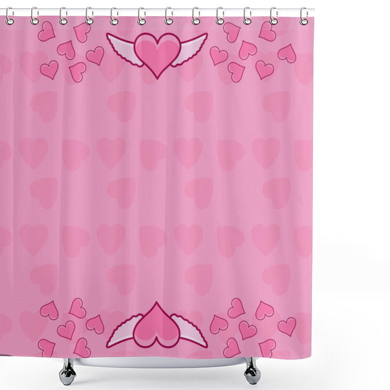 Personality  Vector Image Of Heart Shape Patterns Shower Curtains