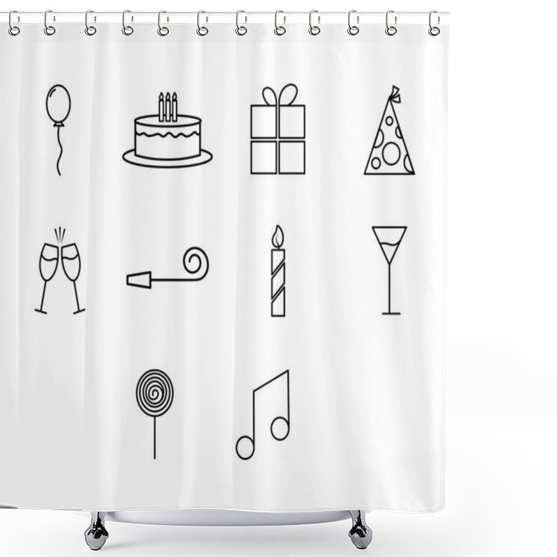 Personality  Vector Icon Set For Birthday And Parties Shower Curtains