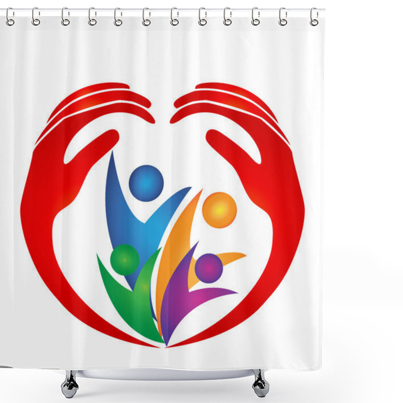 Personality  Family Hands And Heart Shape Logo Shower Curtains