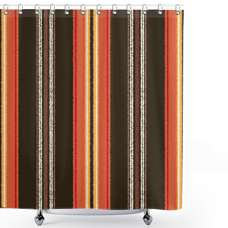 Personality  Brown Orange Vertical Stripes Fabric Pattern Shower Curtains