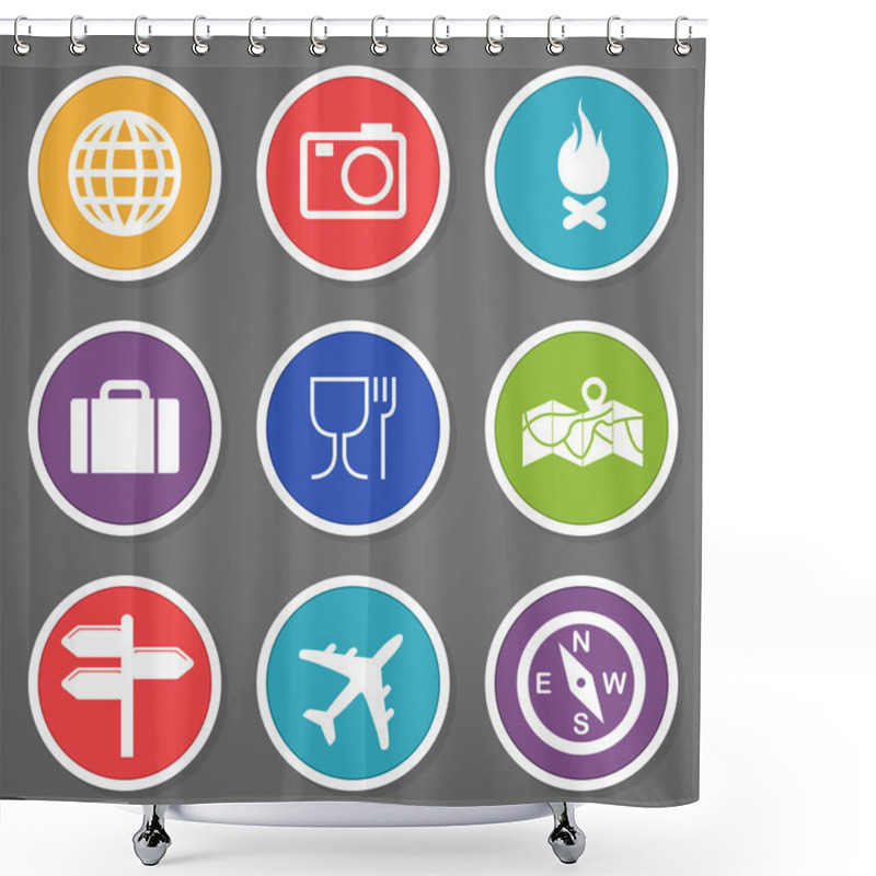 Personality  Travel And Tourism Icon Set. Vector Illustration Shower Curtains