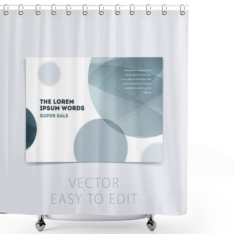 Personality  Abstract Design Brochure Cover, Creative Flyer In A4 With Grey Round Shapes For Branding, Marketing Kit Shower Curtains