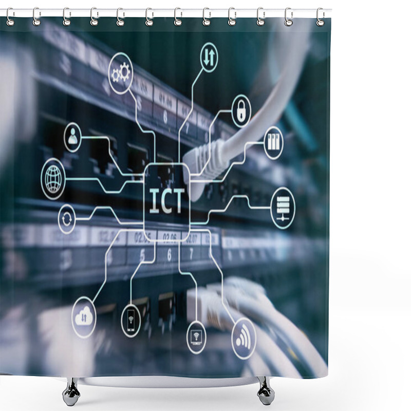 Personality  ICT - Information And Communications Technology Concept On Server Room Background. Shower Curtains