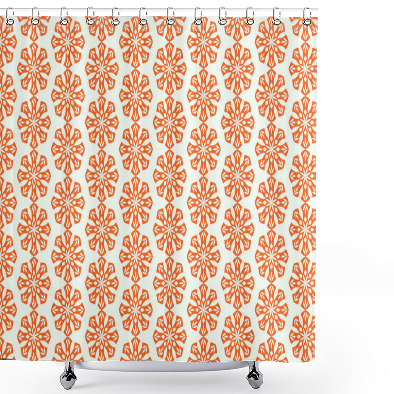 Personality  Orange Retro Flower And Leaves Pattern On Pastel Background Shower Curtains