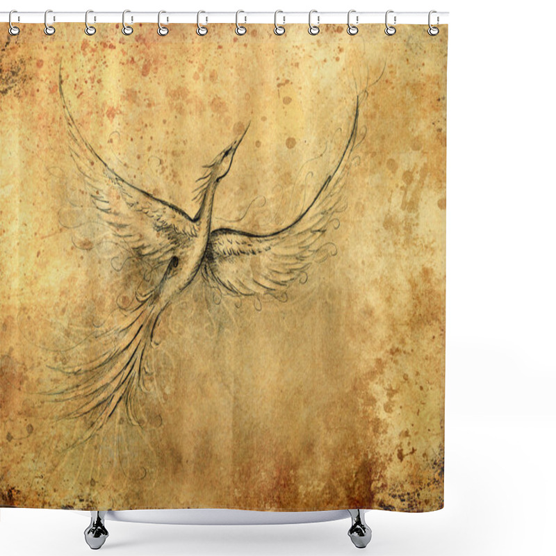 Personality  Flying Phoenix Bird As Symbol Of Rebirth And New Beginning. Shower Curtains