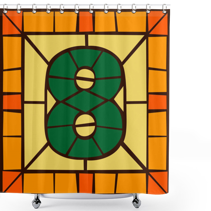 Personality  8 - Mosaic Numbers, Stained Glass Window Shower Curtains