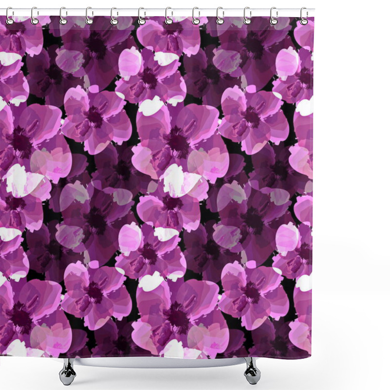 Personality  Decorative Seamless Pattern Pink Flowers Shower Curtains