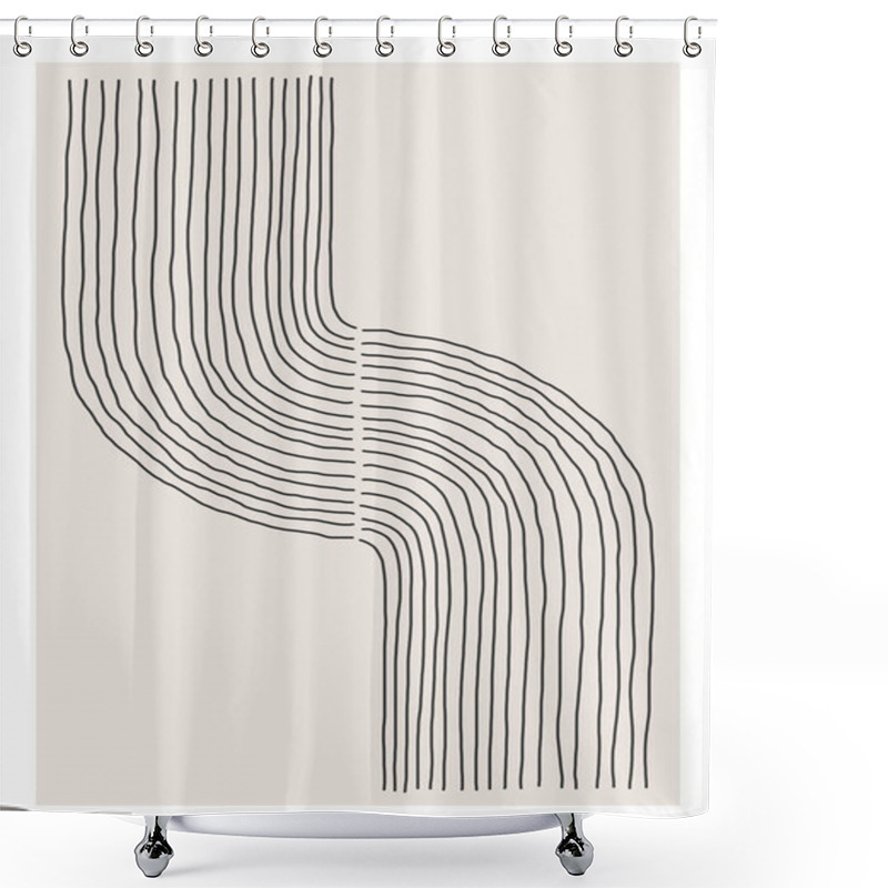 Personality  Trendy Abstract Creative Minimalist Artistic Hand Sketched Line Art Composition Shower Curtains