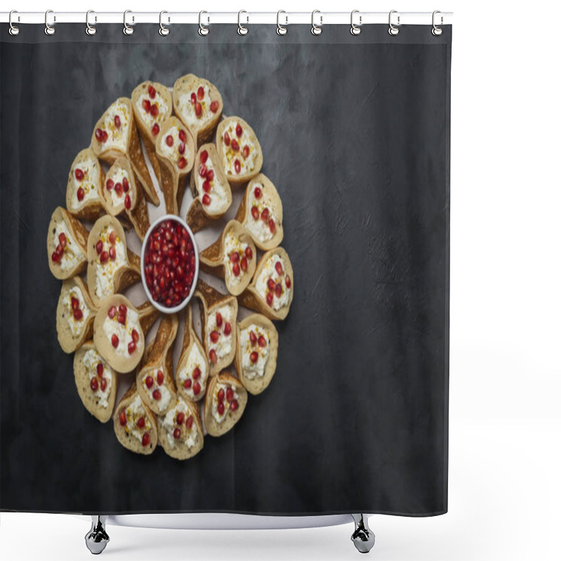 Personality  Pomegranate Qatayef Asafiri, Arabian Pancake. Shower Curtains