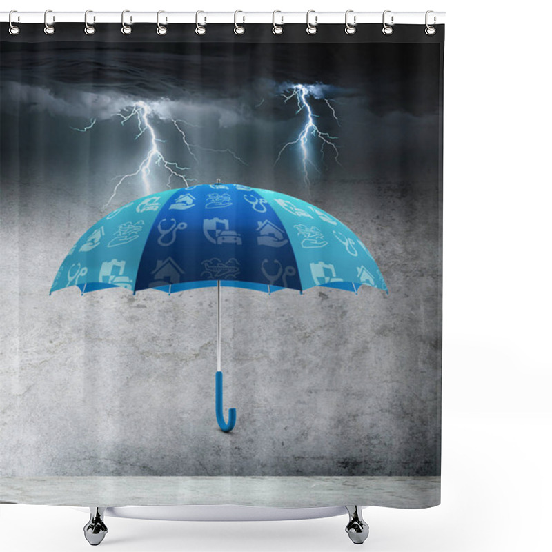 Personality  Family, Life, Car, Home, Medical, Insurance Umbrella Concept Shower Curtains