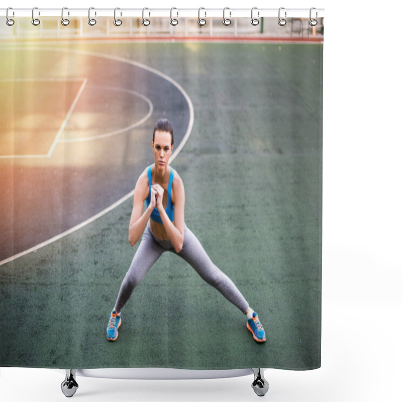 Personality  Woman Exercising On Stadium  Shower Curtains