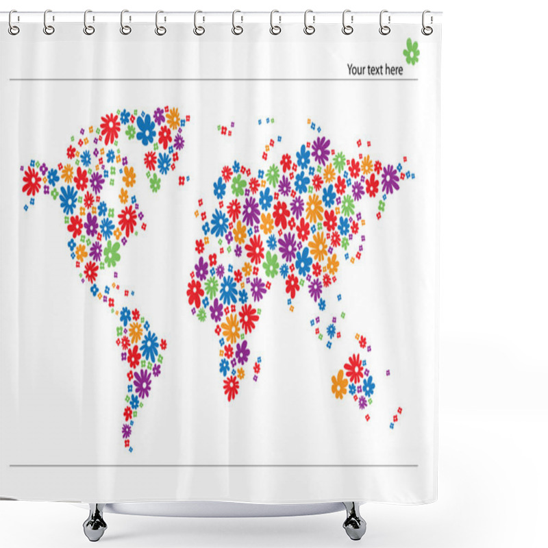 Personality  World Map With Flowers Shower Curtains