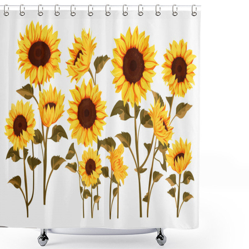 Personality  Sunflowers Vector Flat Minimalistic Isolated Vector Style Illustration Shower Curtains