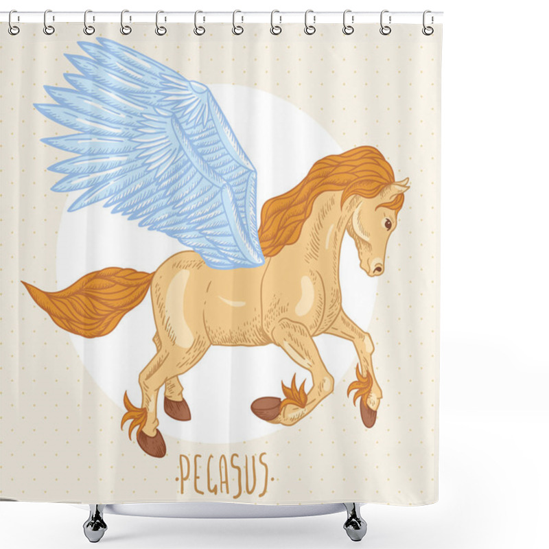 Personality  Vector Illustration Of Of Winged Pegasus Shower Curtains