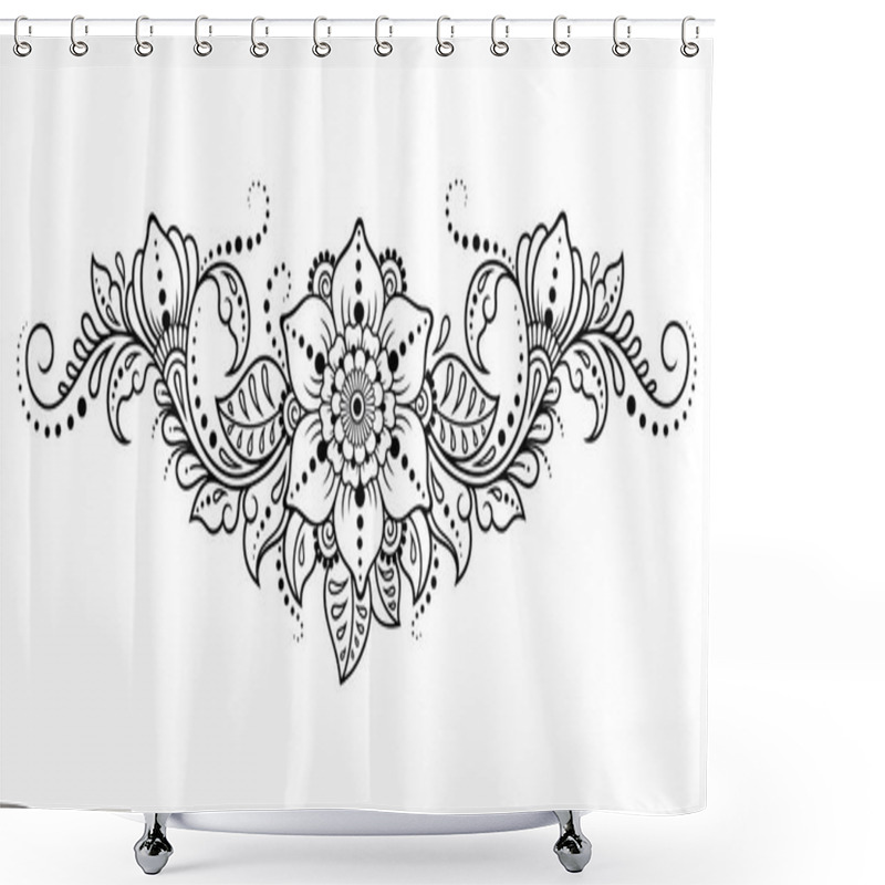 Personality  Mehndi Flower Pattern For Henna Drawing And Tattoo. Decoration In Ethnic Oriental, Indian Style. Doodle Ornament. Outline Hand Draw Vector Illustration. Shower Curtains