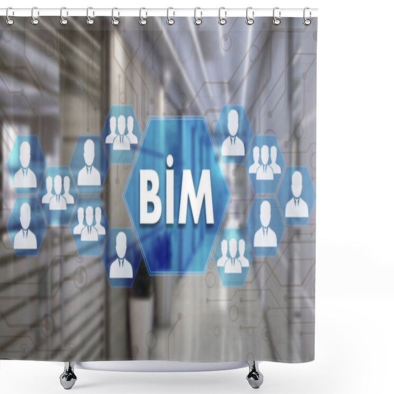 Personality  Building Information Modeling. BIM  On The Touch Screen With A B Shower Curtains