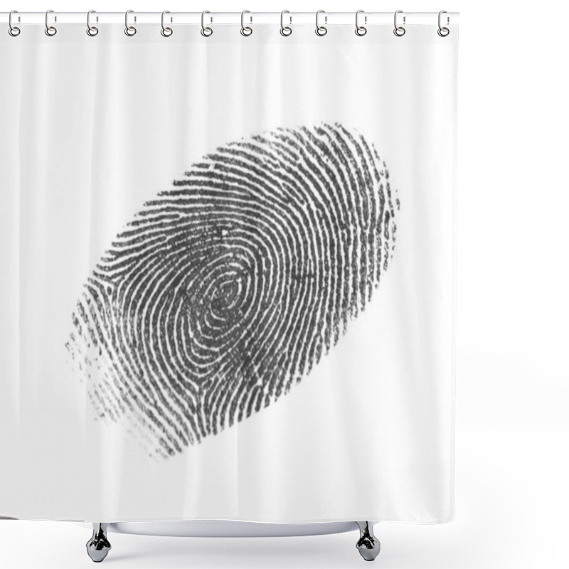 Personality  Black Fingerprint Made With Ink On White Background Shower Curtains