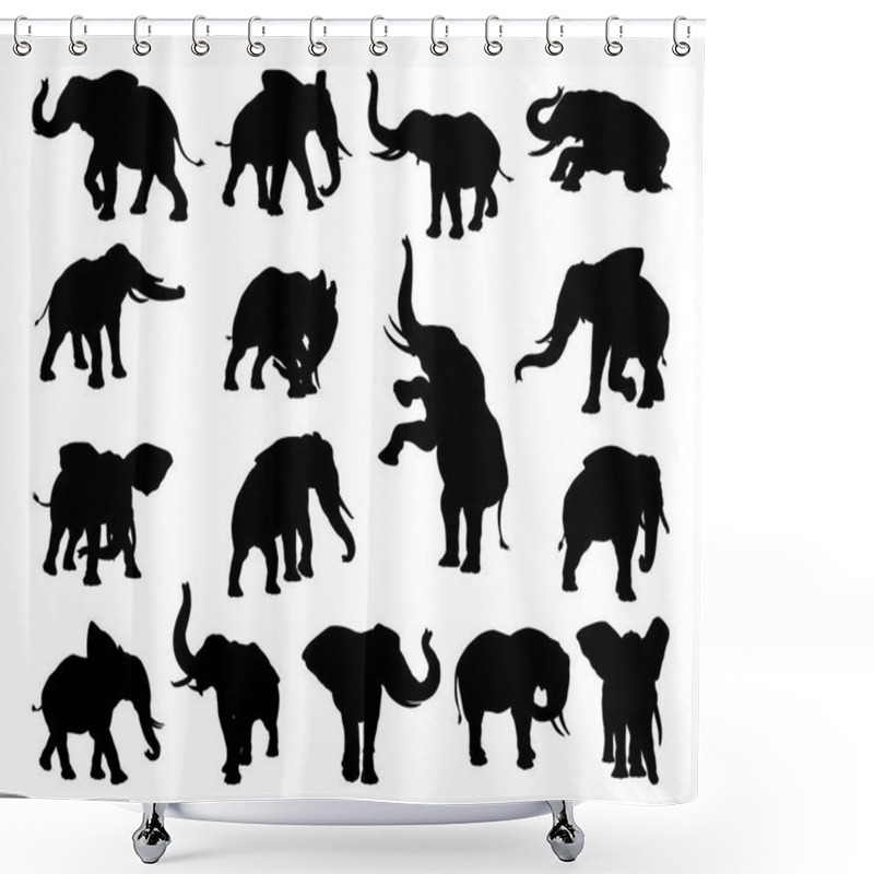 Personality  Elephant Animal Silhouettes Shower Curtains