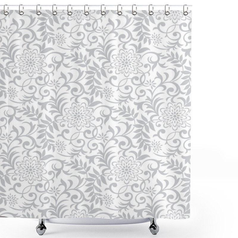 Personality  Silver Seamless Floral Background Shower Curtains