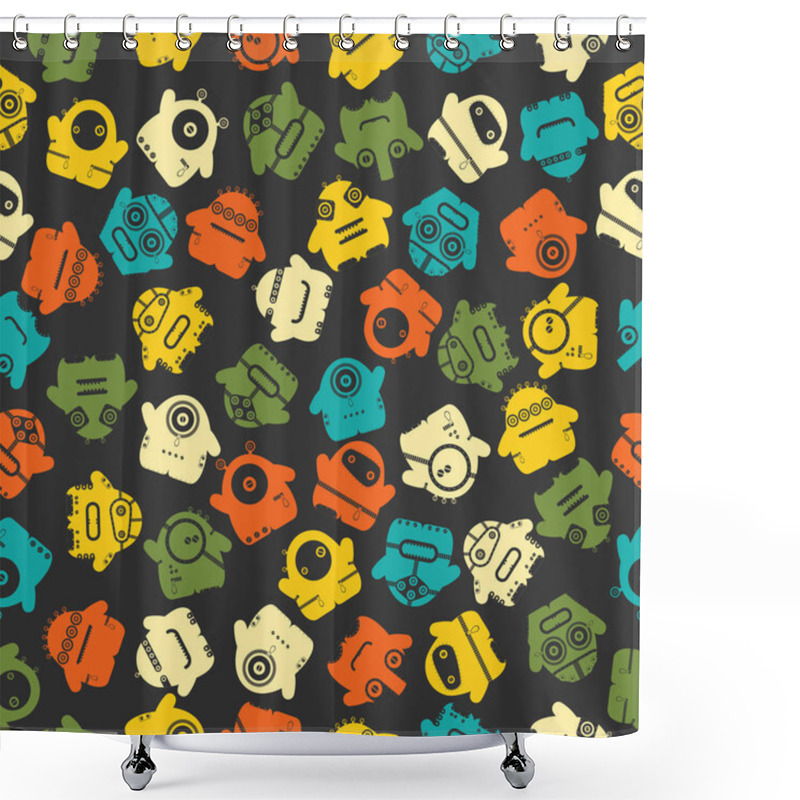 Personality  Funny Monsters - Seamless Pattern Shower Curtains