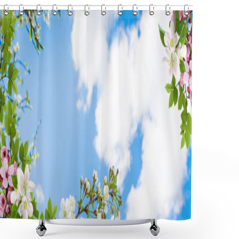 Personality  3d Flower , Butterfly Sky And Flower Home Brick Wall Background Shower Curtains