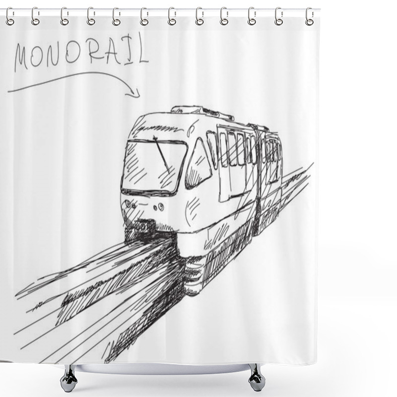 Personality  Monorail Train Sketch Shower Curtains