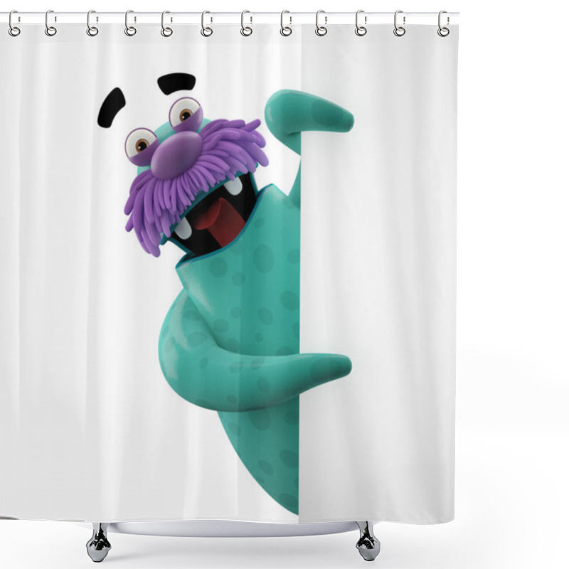 Personality  Cyan Peeping Walrus Shower Curtains