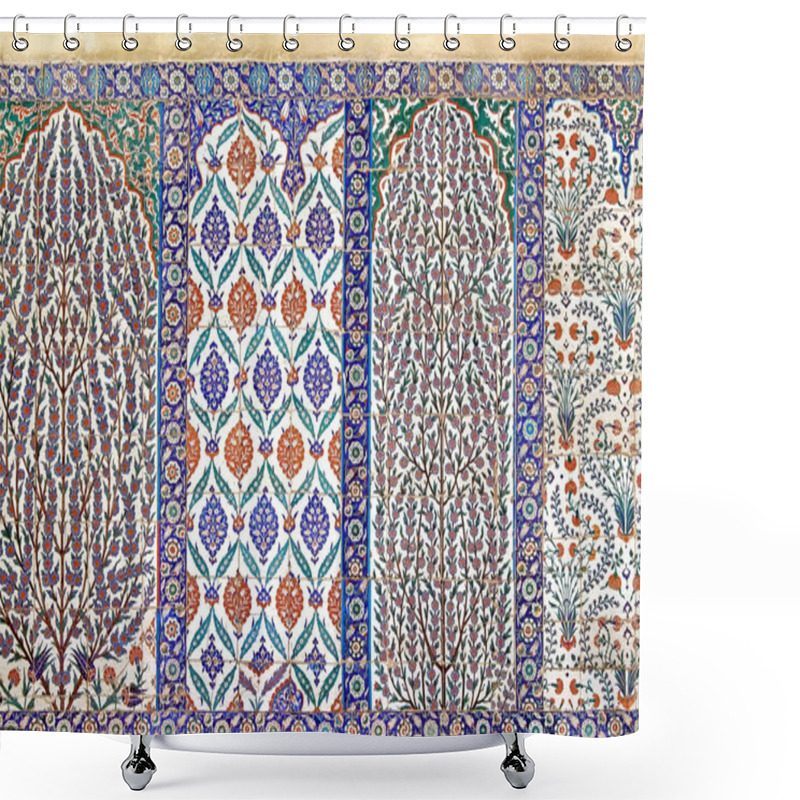 Personality  30.12.2009 ISTANBUL TURKEY.Floral Patterned Tile From Blue Mosque,ancient Ottoman Era. Shower Curtains