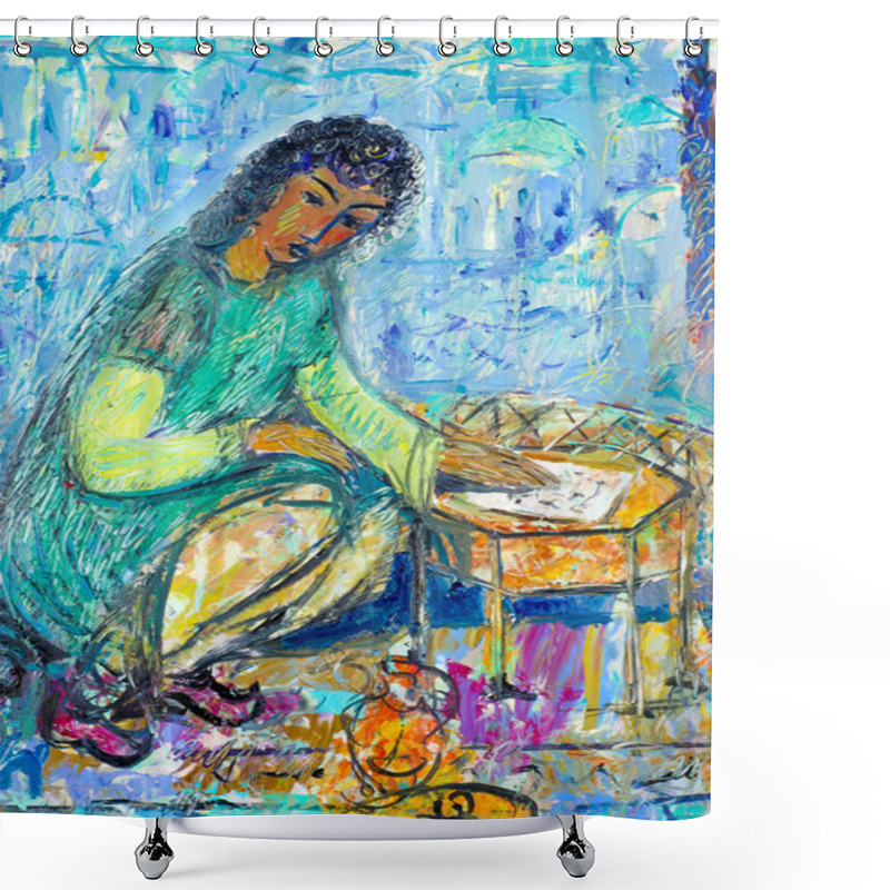 Personality  Ethnography, M.Sh. Khaziev. Artist Picture Painted In Oils. Orie Shower Curtains