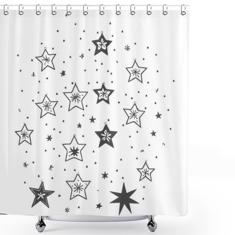 Personality  Hand Drawn Stars Background,  Scattered Star Pattern Shower Curtains