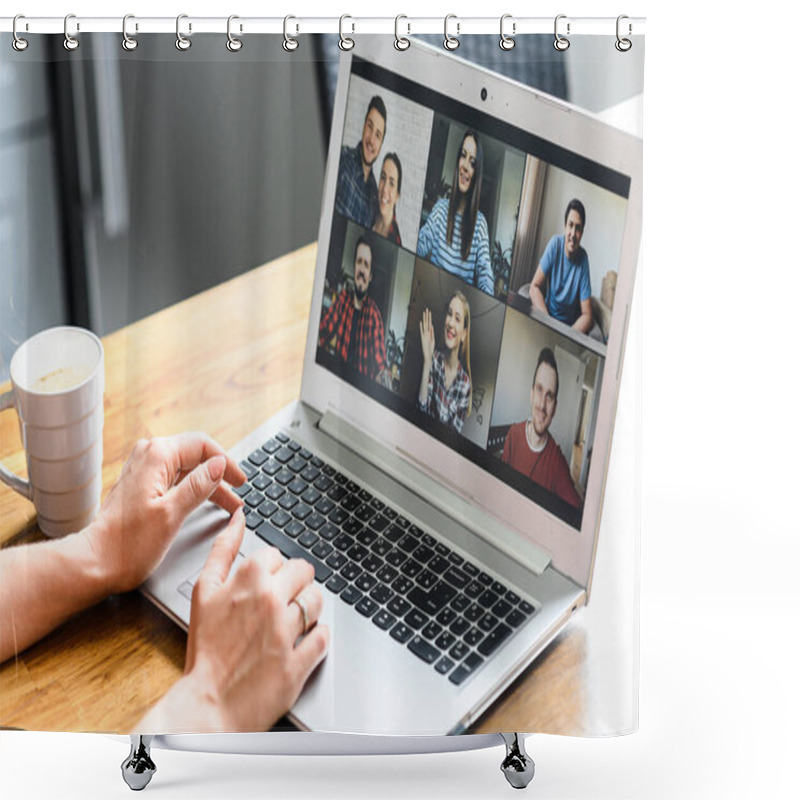 Personality  Video Meeting On Laptop Screen, Zoom App Shower Curtains