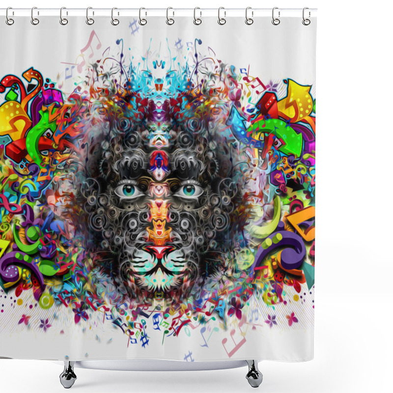 Personality  Panther With Blue Eyes Shower Curtains