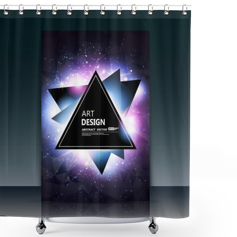 Personality  Abstract Composition, Purple Outer Space Galaxy, Glory Pink Star Ray, A4 Brochure Title Sheet, Cosmic Sky Icon, Text Frame Surface, Creative Figure, Logo Sign, Firm Banner Form, Flier Fashion, EPS10 Shower Curtains