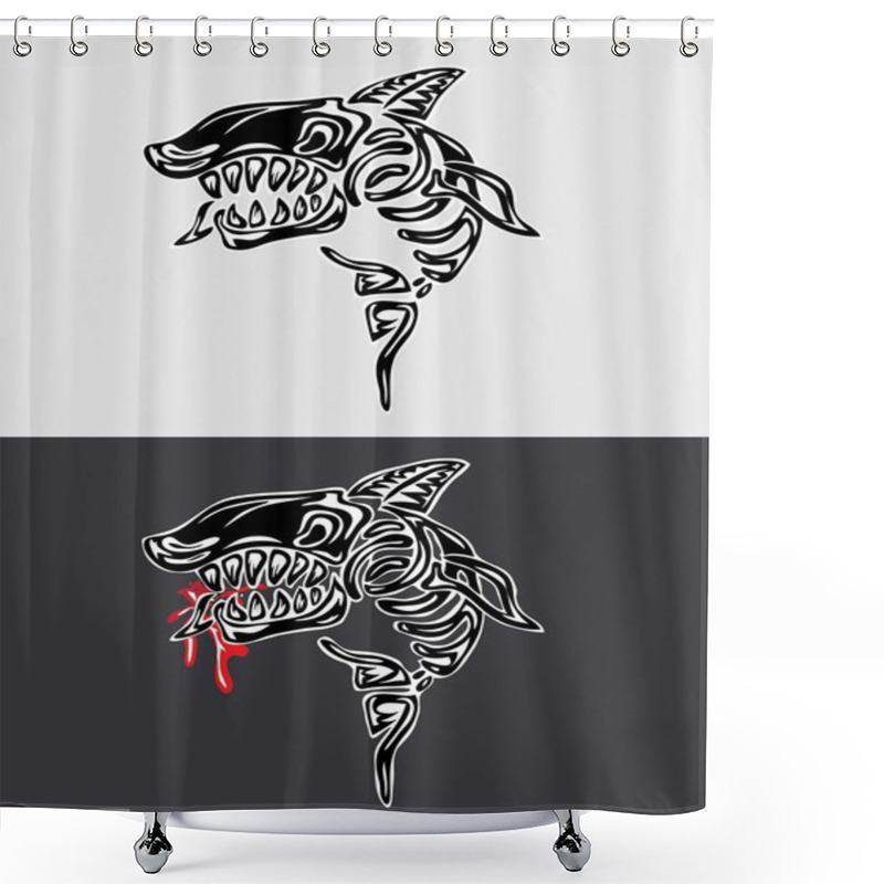 Personality  Shark Fossil Shower Curtains