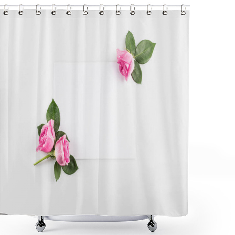 Personality  Pink Roses And Blank Card Shower Curtains