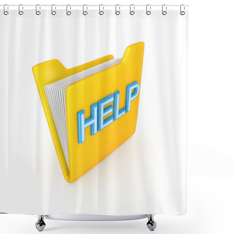 Personality  Yellow PC Folder With A Blue Inscription HELP. Shower Curtains