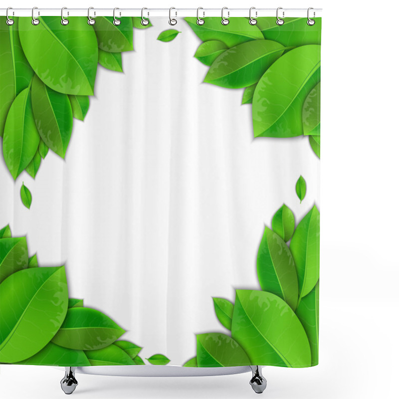 Personality  Green Leaves On A White Background Shower Curtains