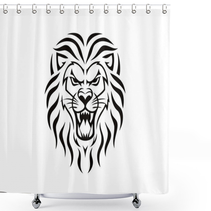 Personality  Fierce Lion Head Tattoo Design - Bold Tribal Art Illustration Shower Curtains