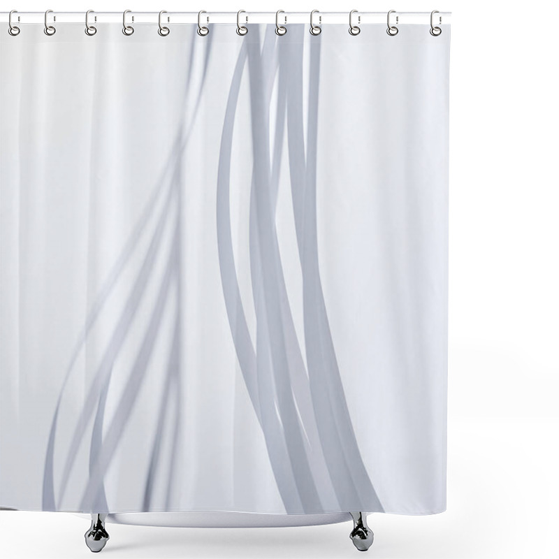 Personality  Close Up View Of Paper Stripes On White Background Shower Curtains