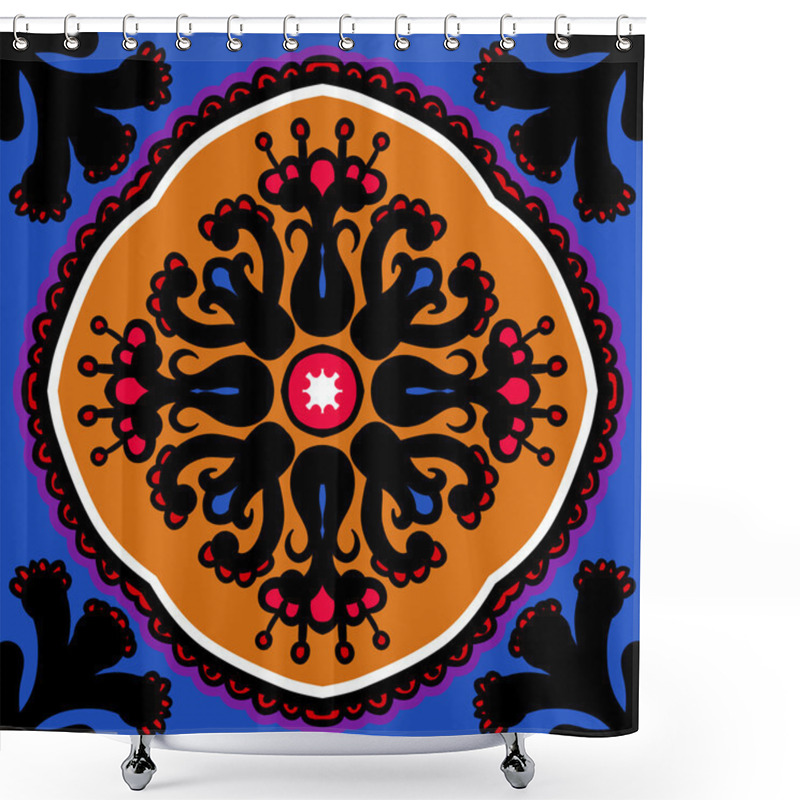 Personality  Suzani, Vector Seamless Ethnic Pattern Shower Curtains