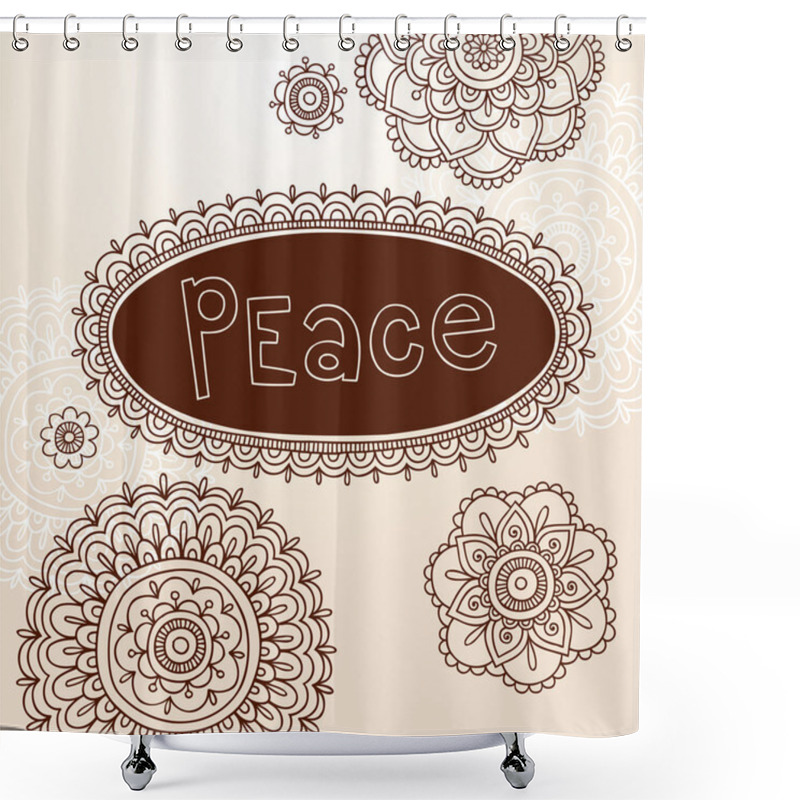 Personality  Henna Frame And Tattoo Paisley Flower Doodles Vector Shower Curtains