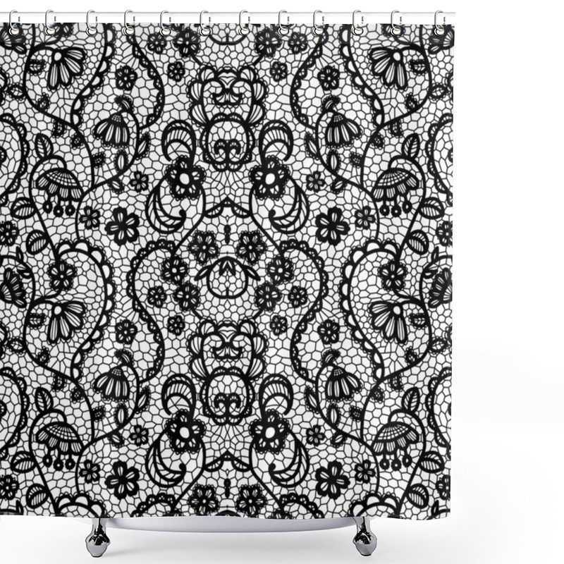 Personality  Lace Seamless Pattern With Flowers Shower Curtains