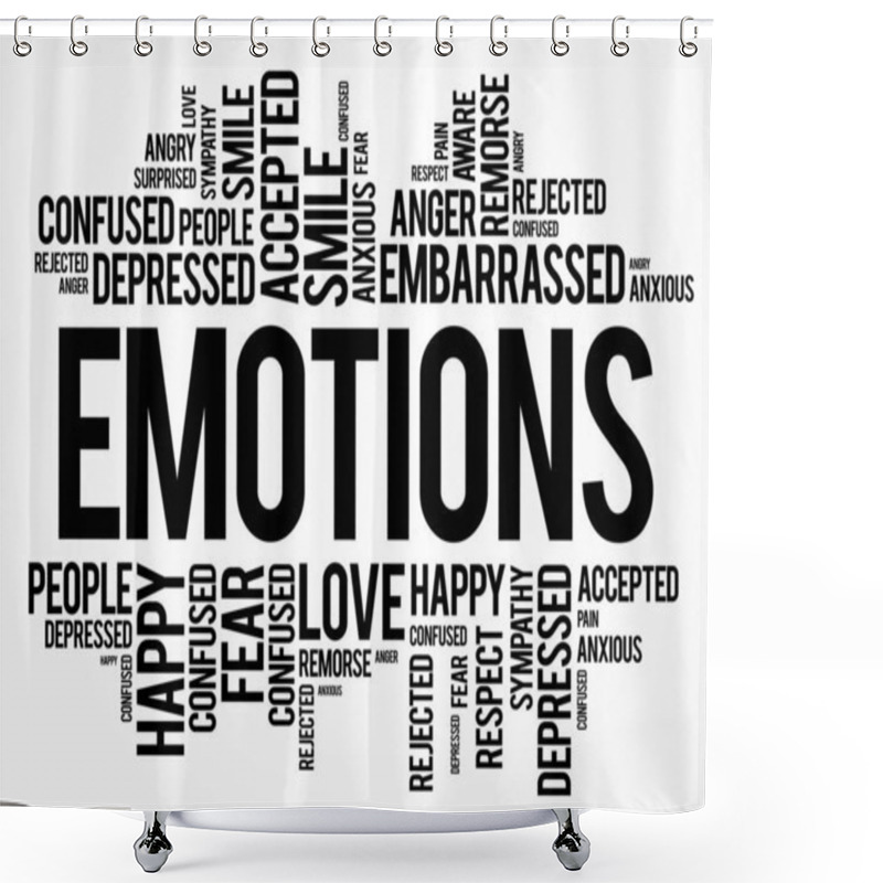 Personality  Emotions Word Cloud Collage , Social Concept Background Shower Curtains