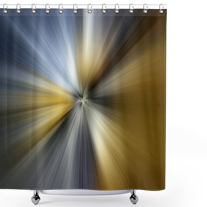 Personality  Abstract Surface Of Radial Blur Zoom Gray And Yellow  Tones. Abstract Gray-yellow Background With Radial, Diverging, Converging Lines. Shower Curtains