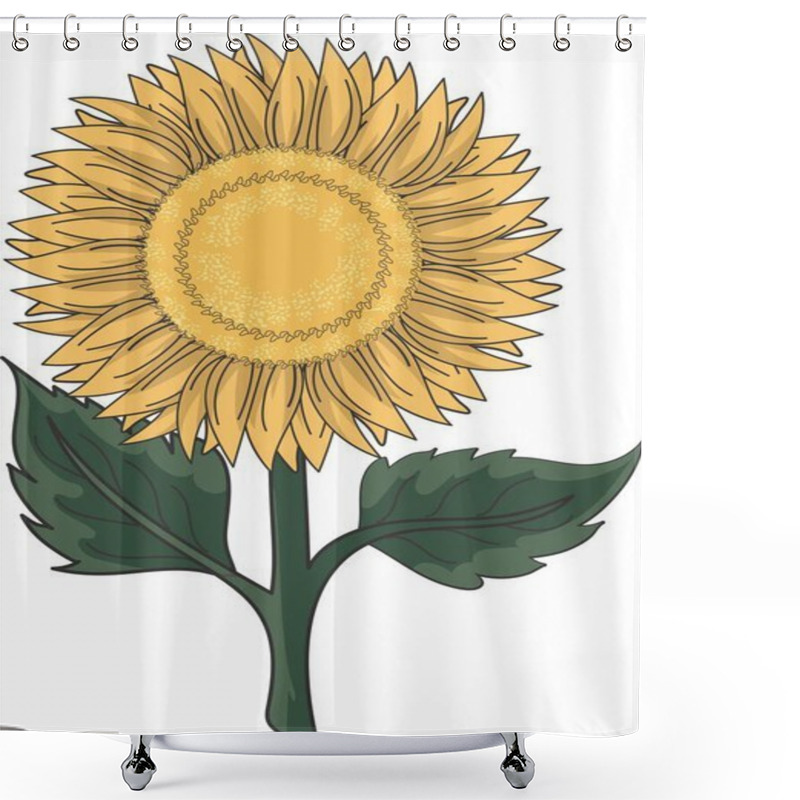 Personality  A Bright Yellow Sunflower With Green Leaves, Facing The Sun Shower Curtains