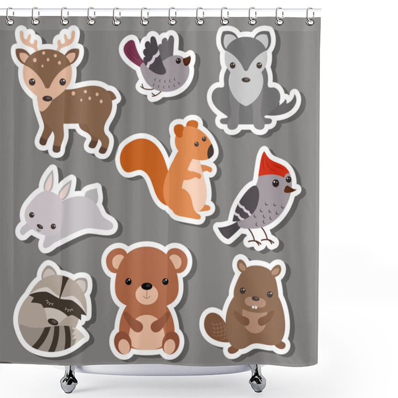 Personality  Forest Animal Stickers. Shower Curtains